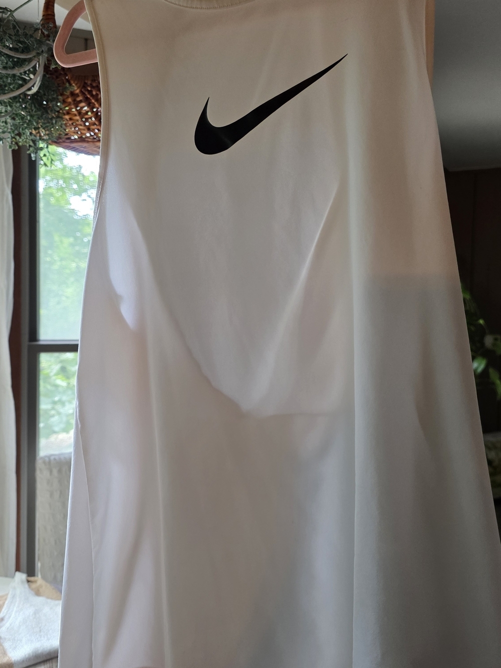 Nike White Tank Top with Black Swoosh